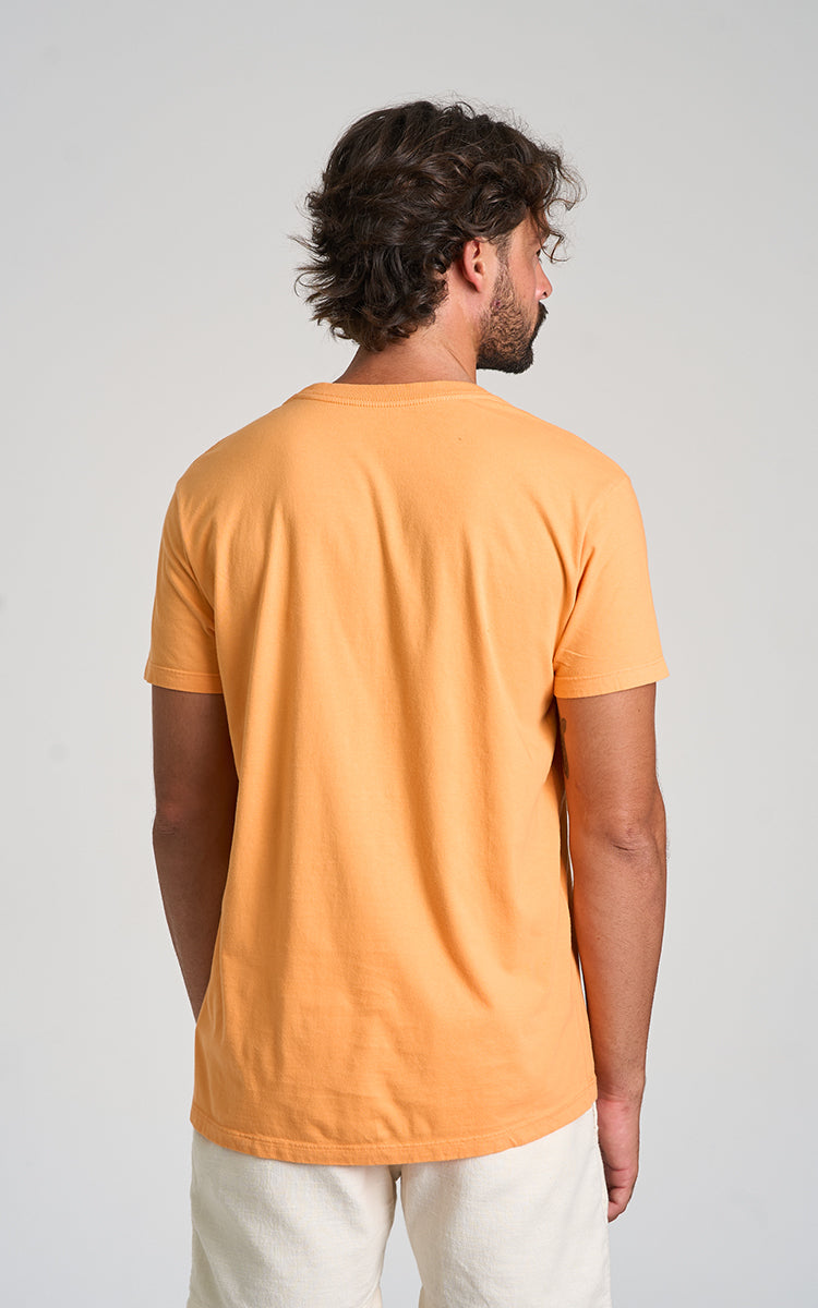 Camiseta Florest Bordado Laranja Claro