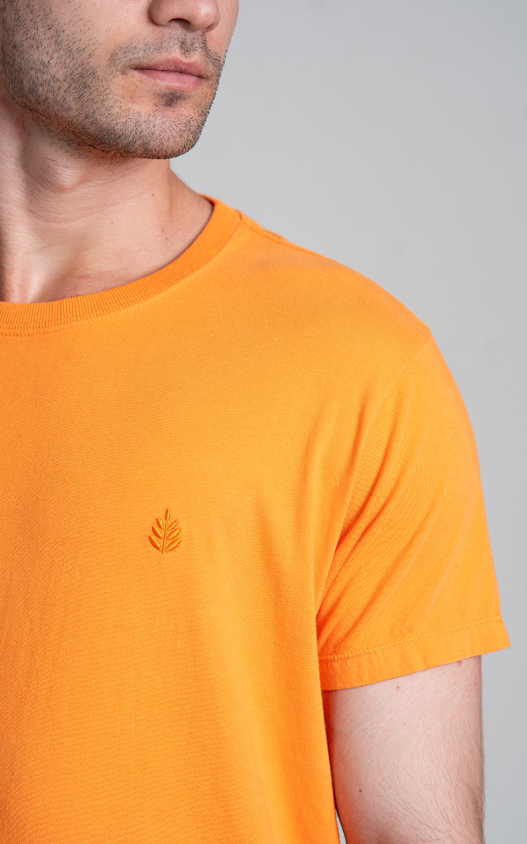 Camiseta Florest Bordado Laranja