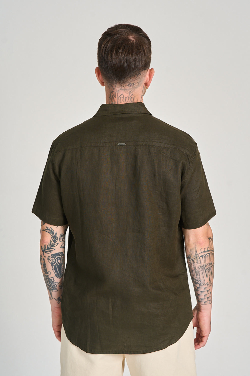 Camisa Puro Linho MC Verde Militar