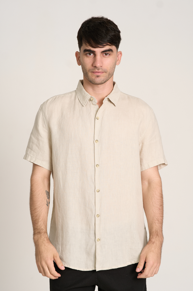 Camisa Puro Linho MC Cinza
