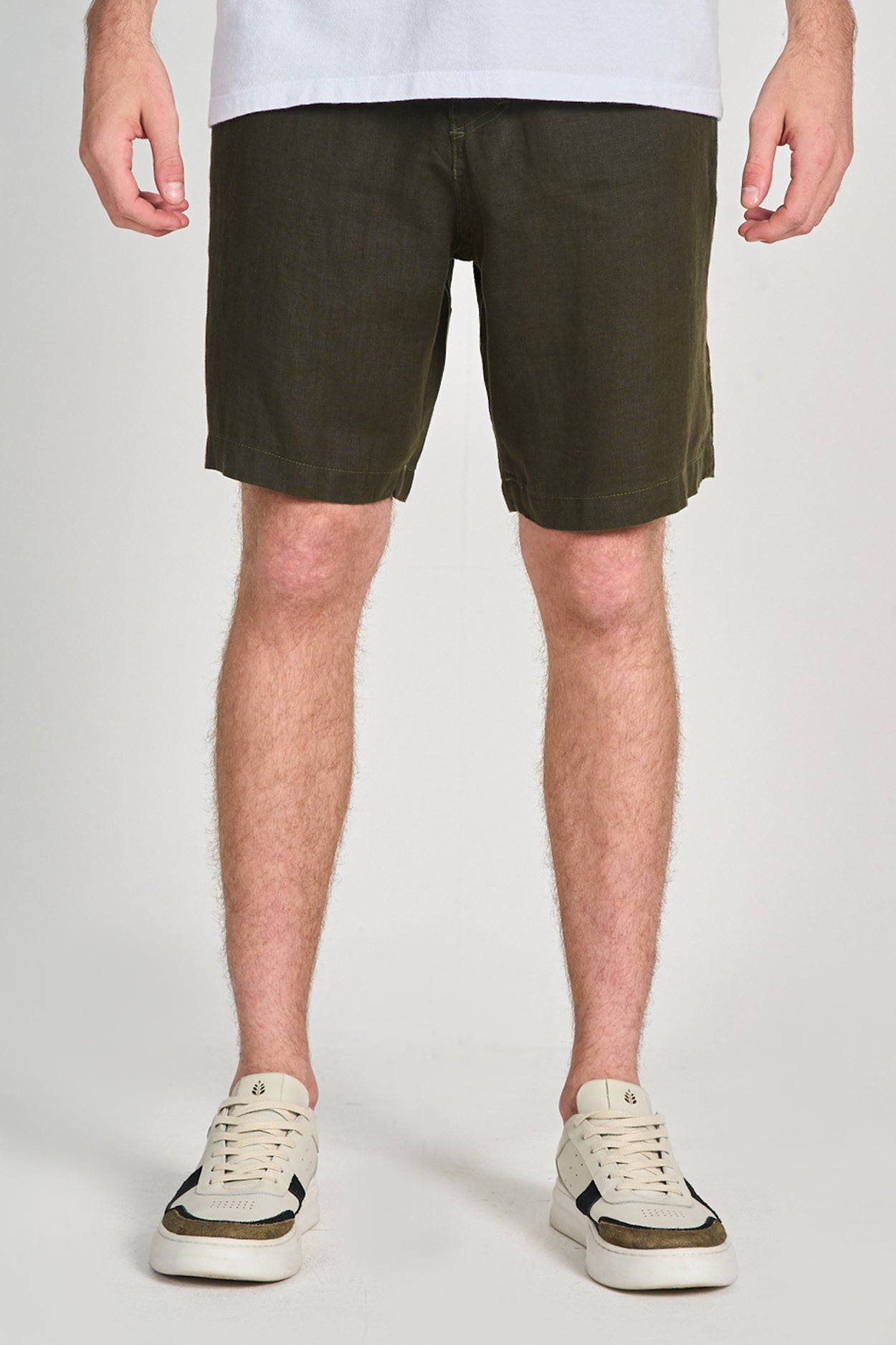 Bermuda Puro Linho Verde Militar
