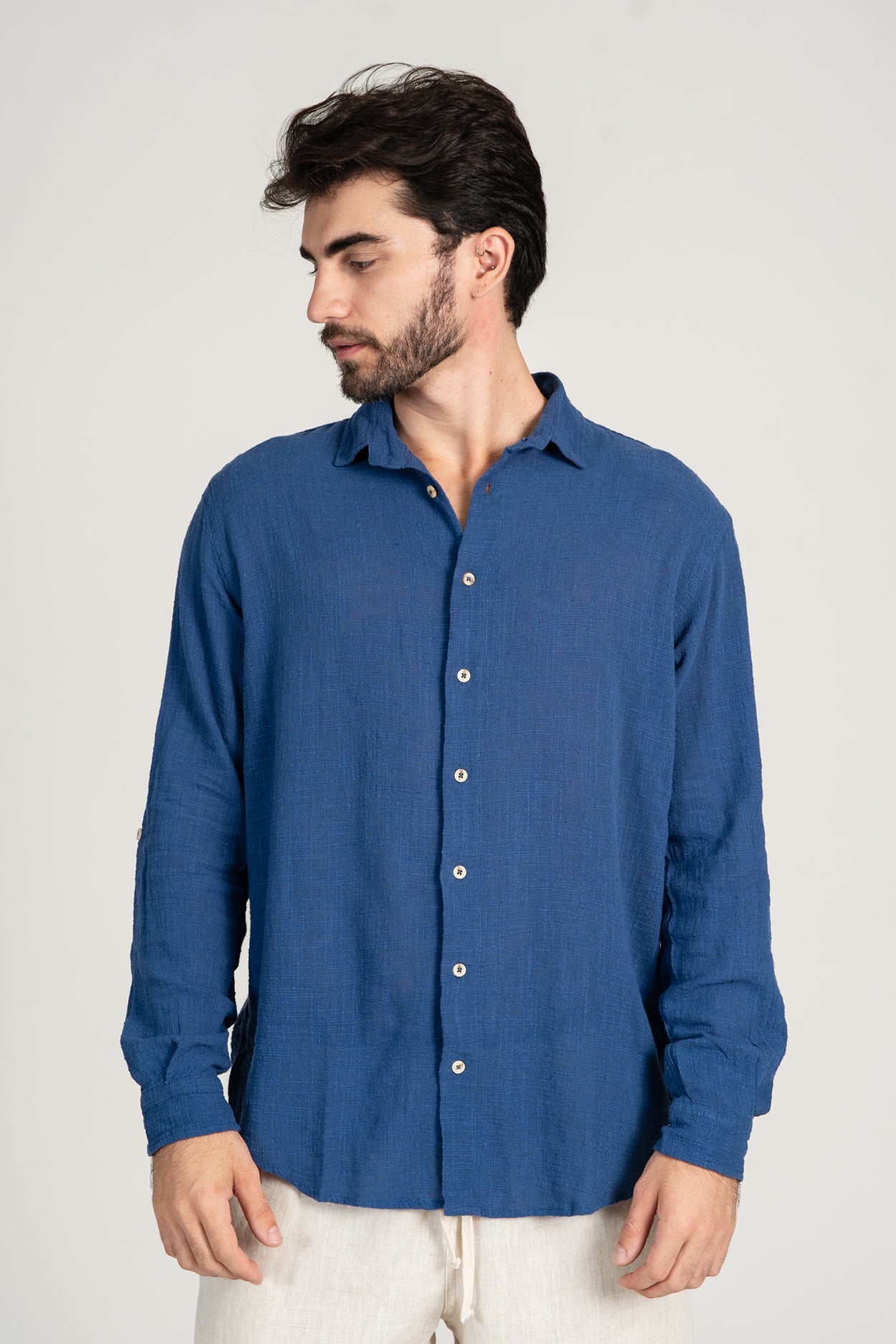 Camisa Rústica ML Azul Medio