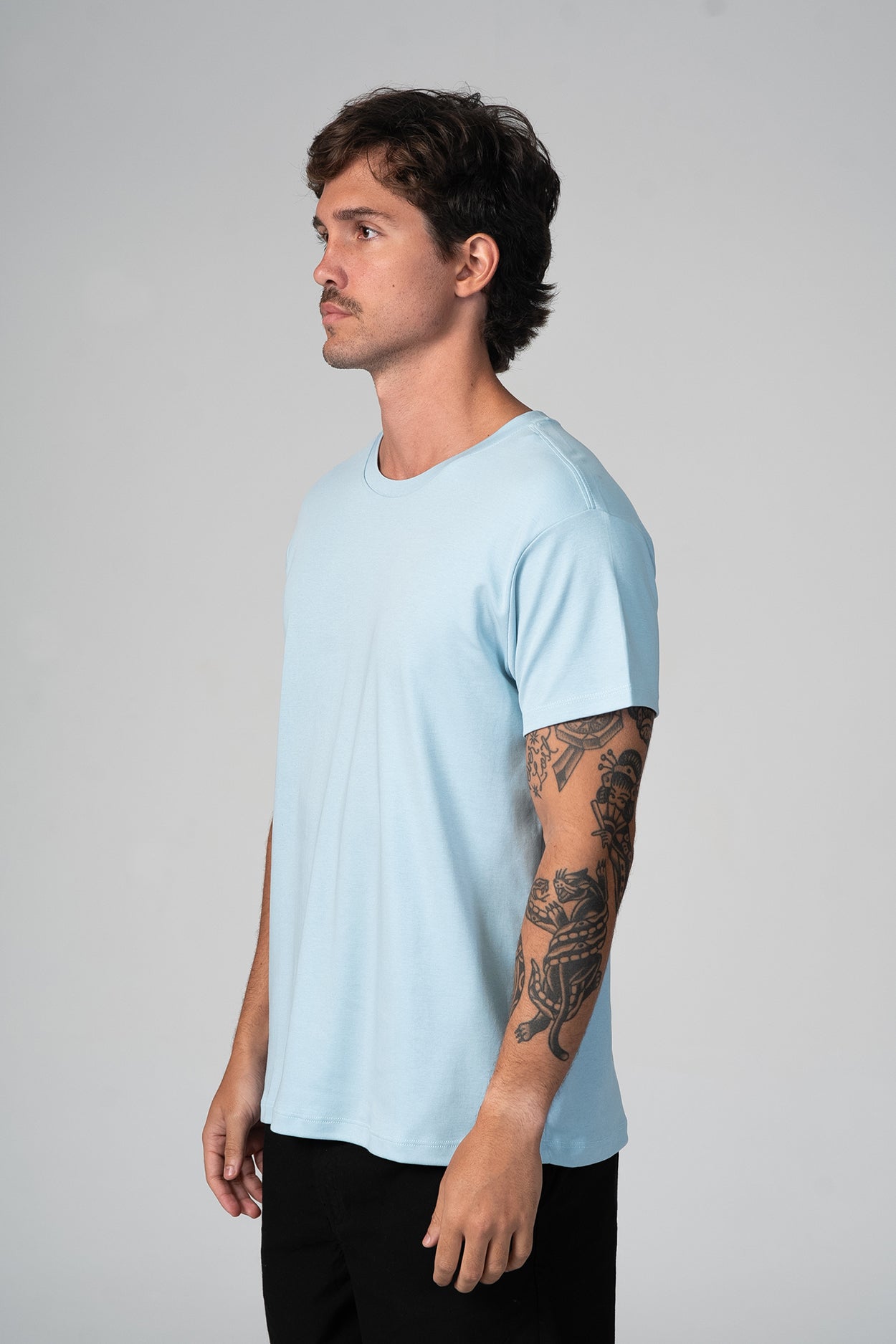 Camiseta Fio Egípcio Azul Claro