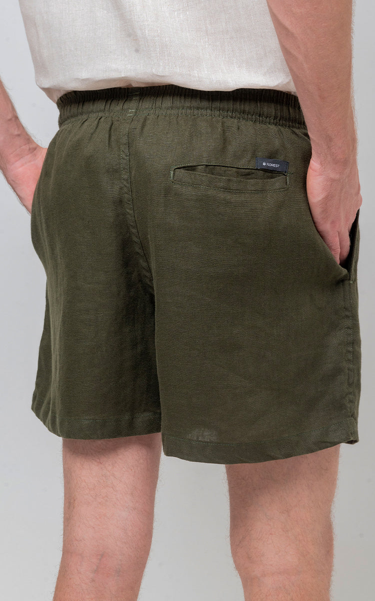 Short Puro Linho Verde Militar