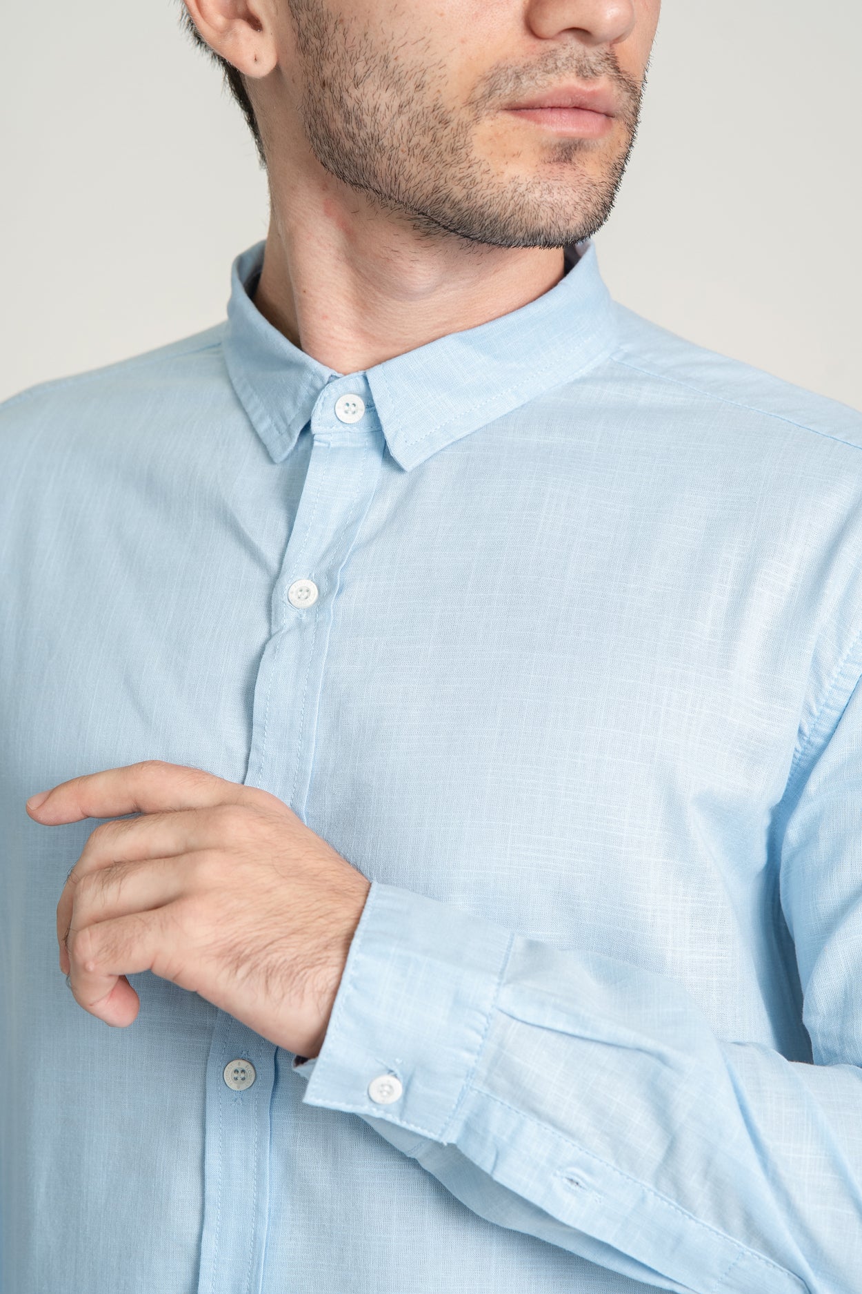 Camisa Flat ML Azul Claro