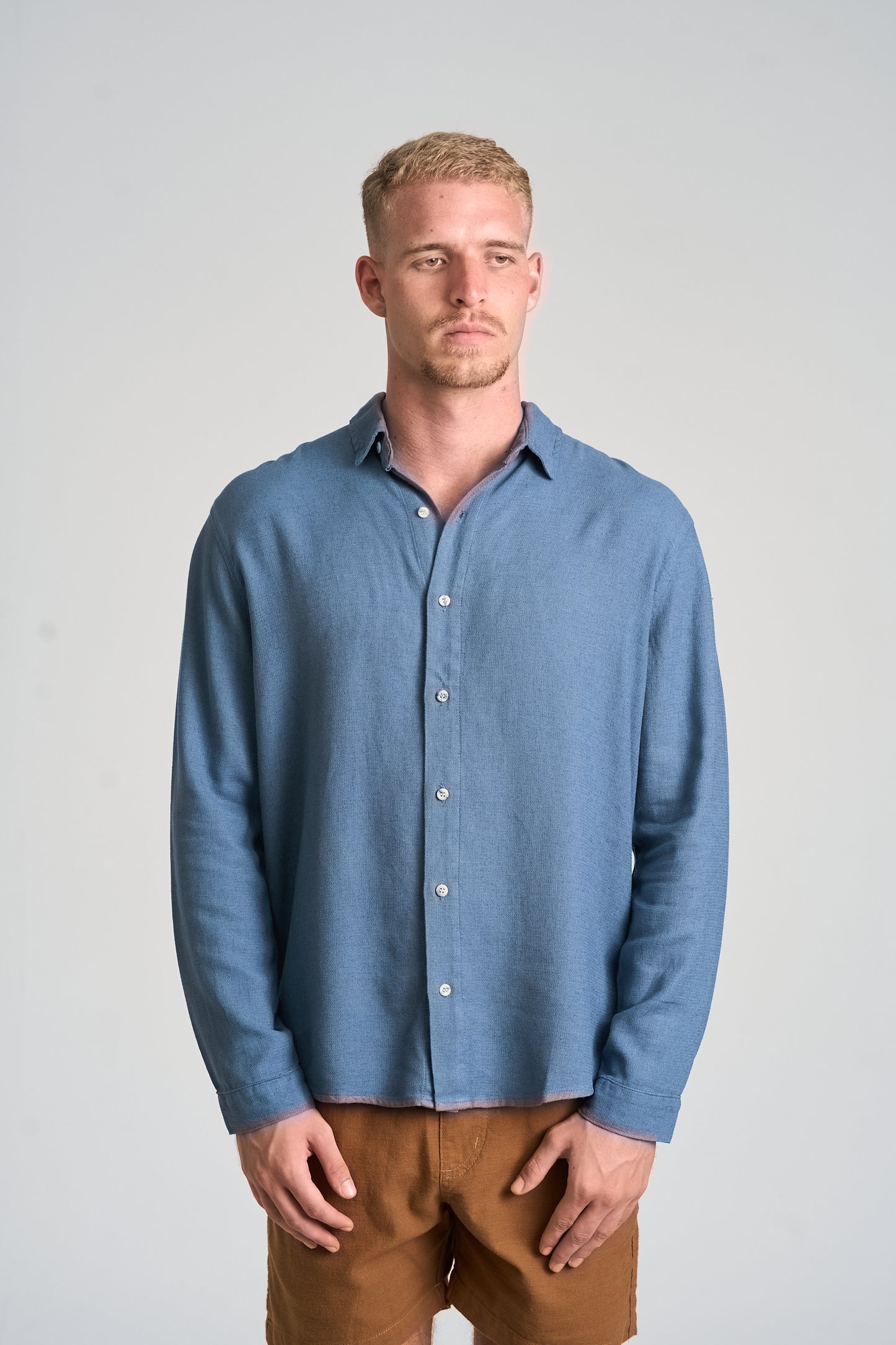 Camisa Basil Azul Medio