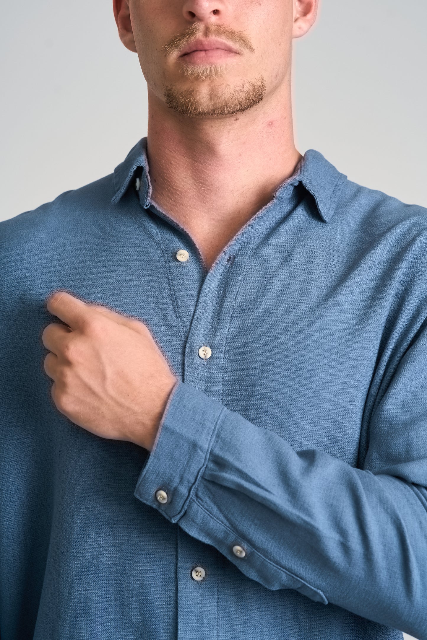 Camisa Basil Azul Medio