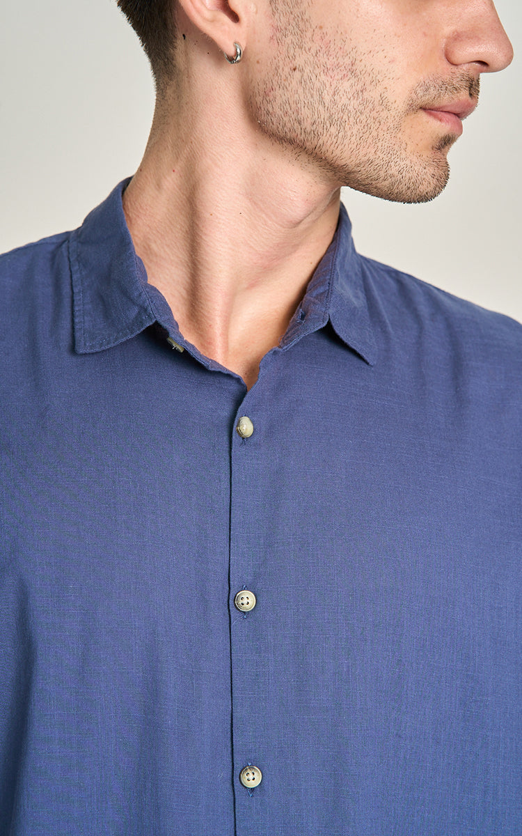 Camisa Flat MC Azul Medio