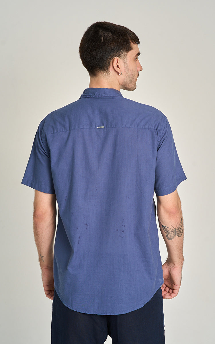 Camisa Flat MC Azul Medio