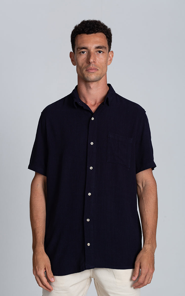 Camisa Linho Strong MC Azul Marinho