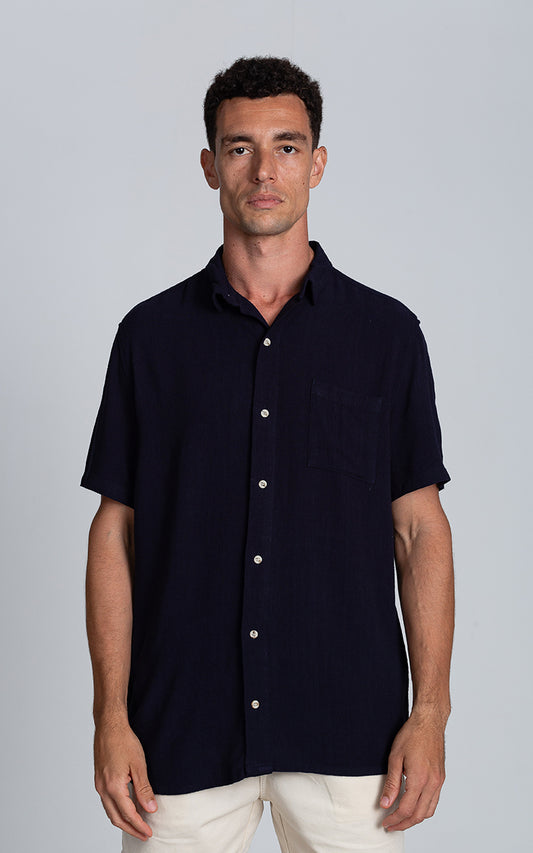 Camisa Linho Strong MC Azul Marinho