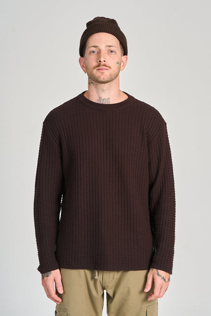 Sueter Favo Tricot Marrom