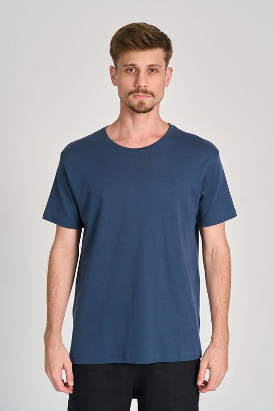 Camiseta Fio Egípcio Azul Marinho