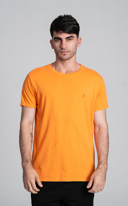 Camiseta Florest Bordado Laranja