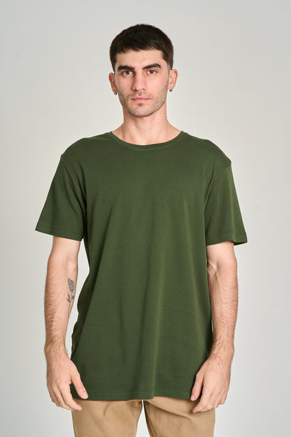 Camiseta Fio Egípcio Verde Musgo