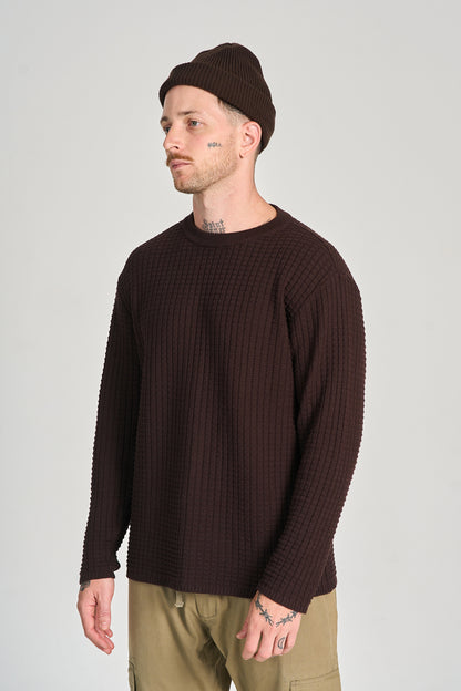 Sueter Favo Tricot Marrom