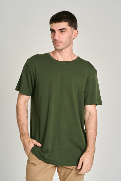 Camiseta Fio Egípcio Verde Musgo