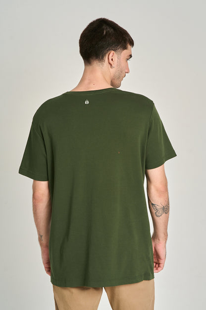 Camiseta Fio Egípcio Verde Musgo