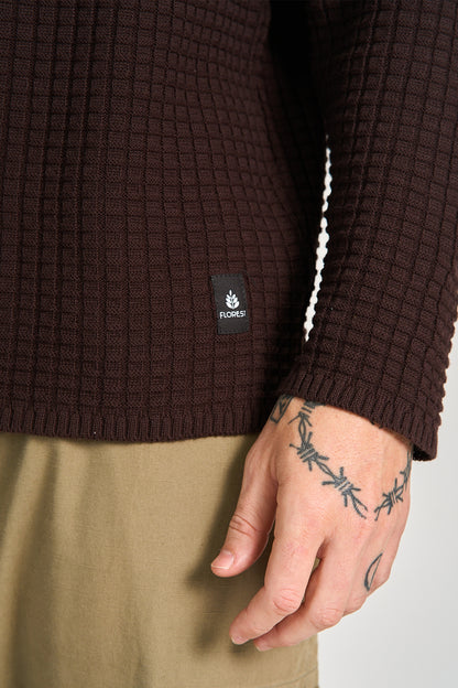 Sueter Favo Tricot Marrom