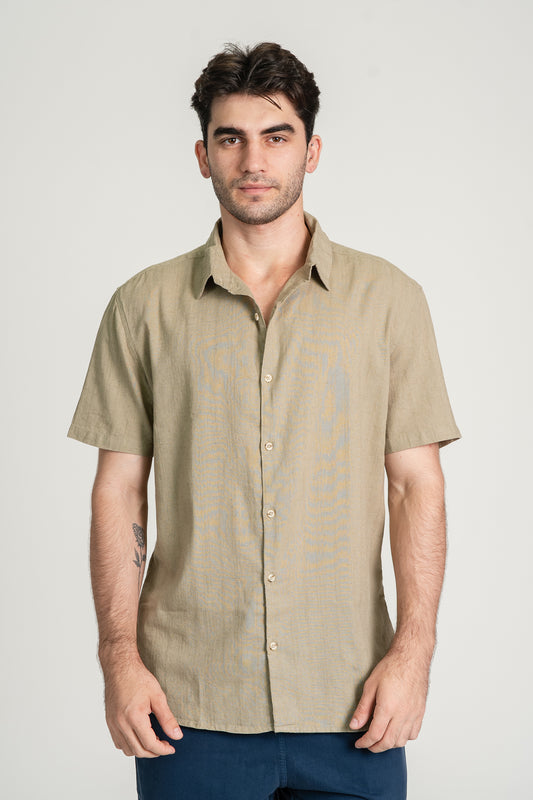 CAMISA LINEN WAY MC Caqui