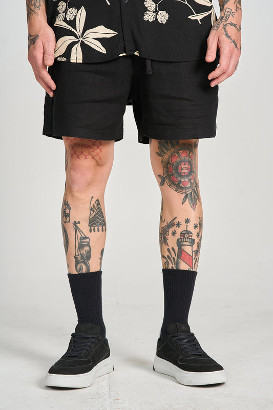 Short Puro Linho Preto