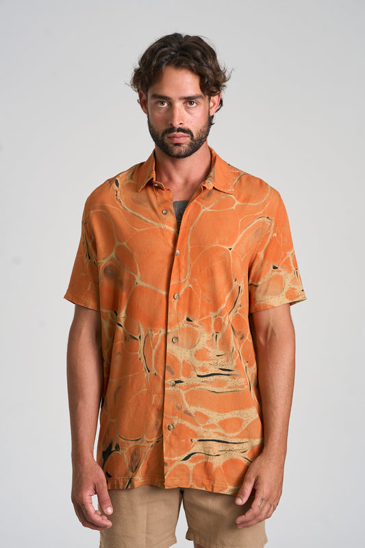 Camisa Fluido Laranja Escuro