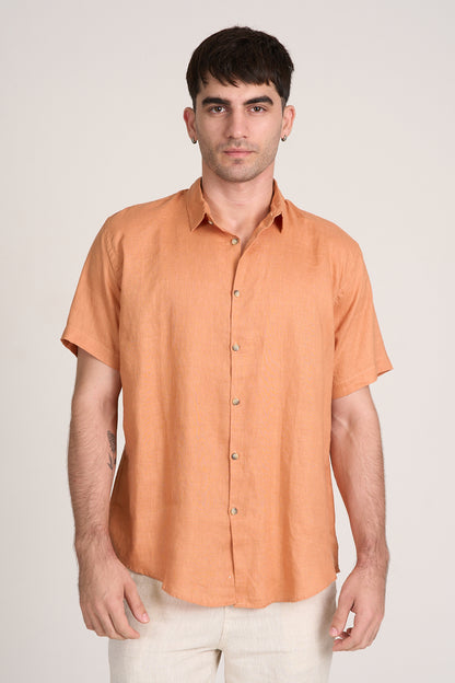 Camisa Puro Linho MC Laranja