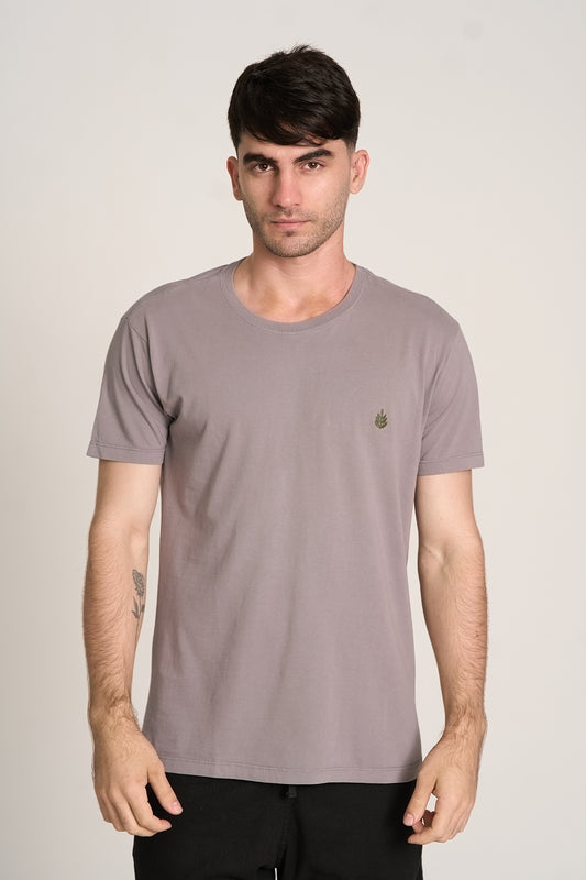 Camiseta Florest Bordado Chumbo