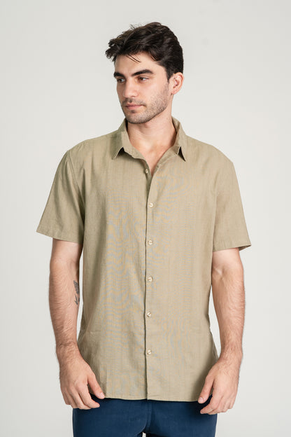 CAMISA LINEN WAY MC Caqui