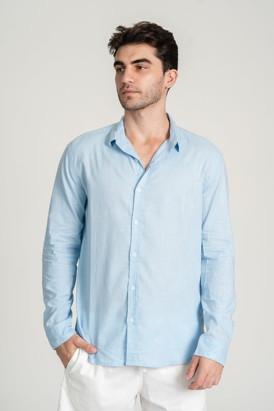 Camisa Flat ML Azul Claro
