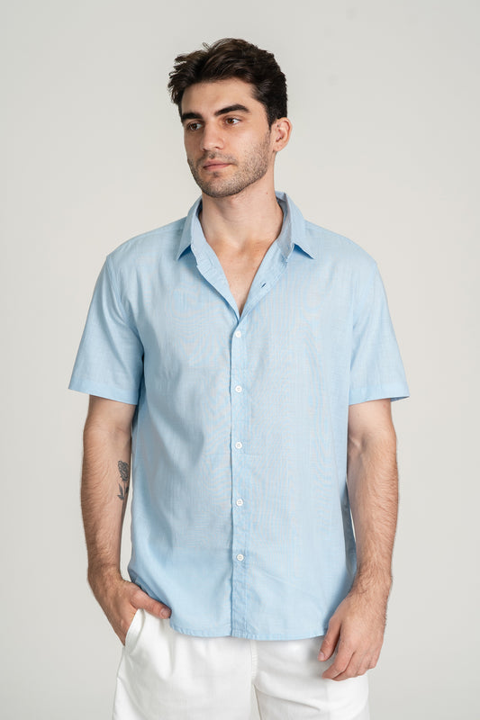 Camisa Flat MC Azul Claro