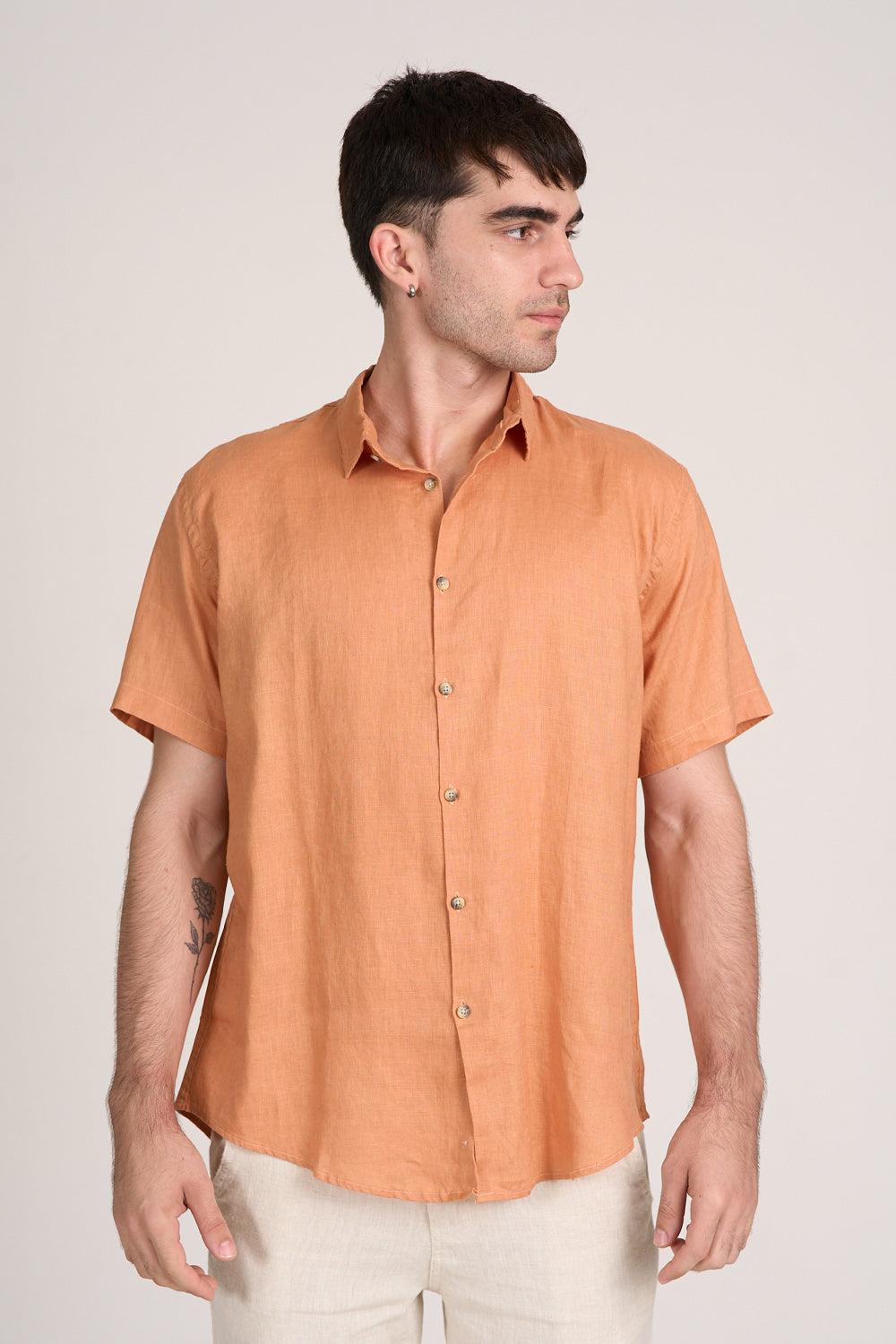 Camisa Puro Linho MC Laranja