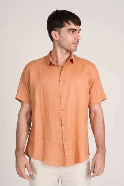 Camisa Puro Linho MC Laranja