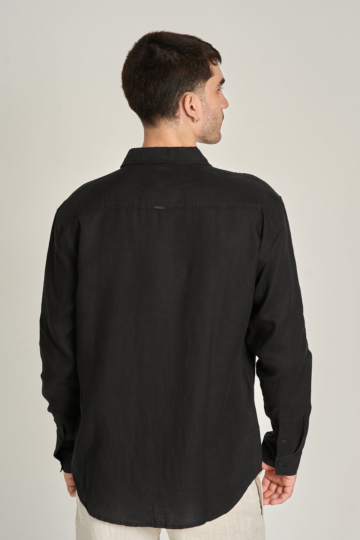 Camisa Puro Linho ML Preto