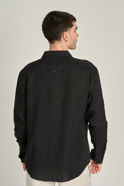 Camisa Puro Linho ML Preto