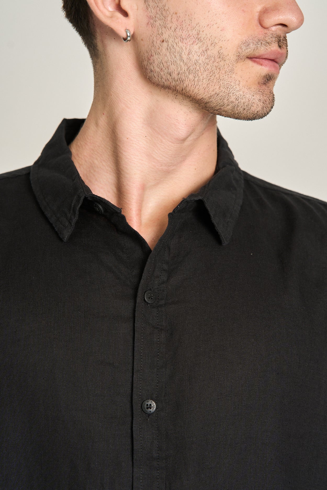 Camisa Puro Linho ML Preto