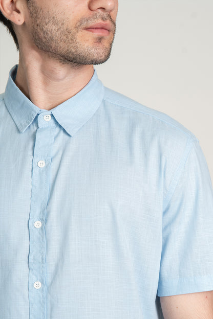 Camisa Flat MC Azul Claro
