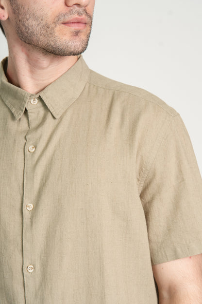 CAMISA LINEN WAY MC Caqui