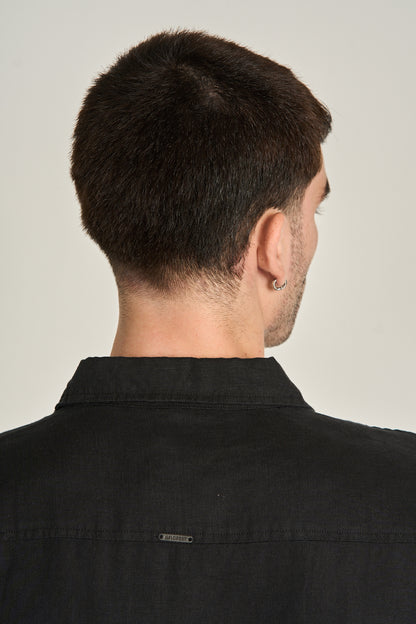 Camisa Puro Linho ML Preto