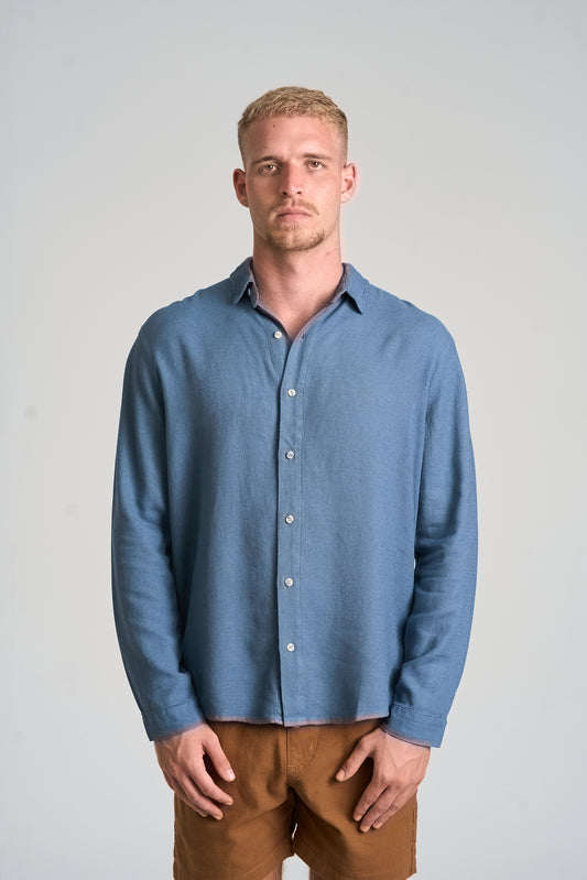 Camisa Basil Azul Medio