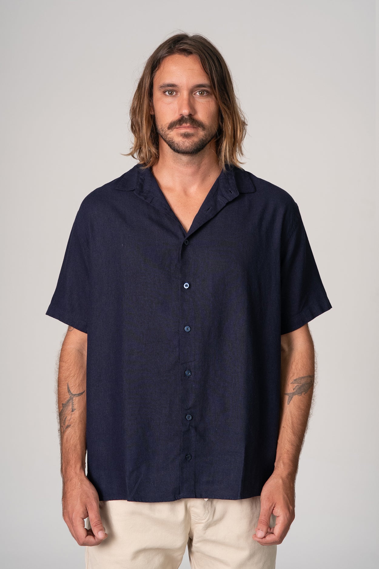 Camisa Satu Linho Azul Escuro