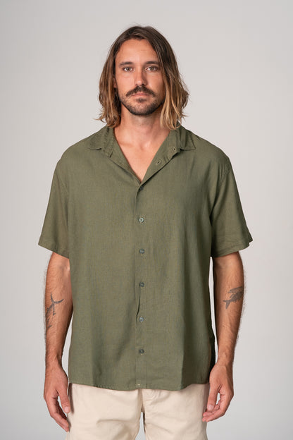 Camisa Satu Linho Verde Militar