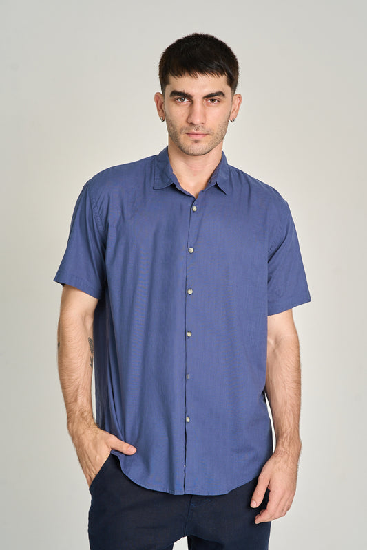 Camisa Flat MC Azul Medio