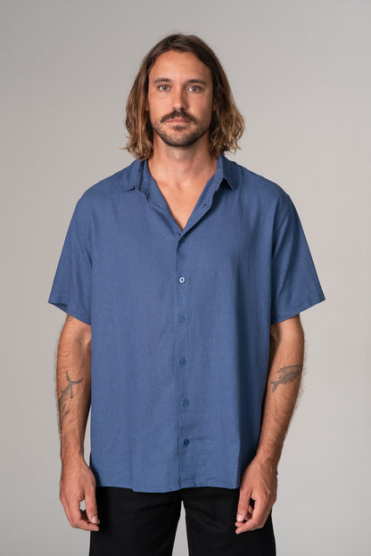 Camisa Satu Linho Azul Denim