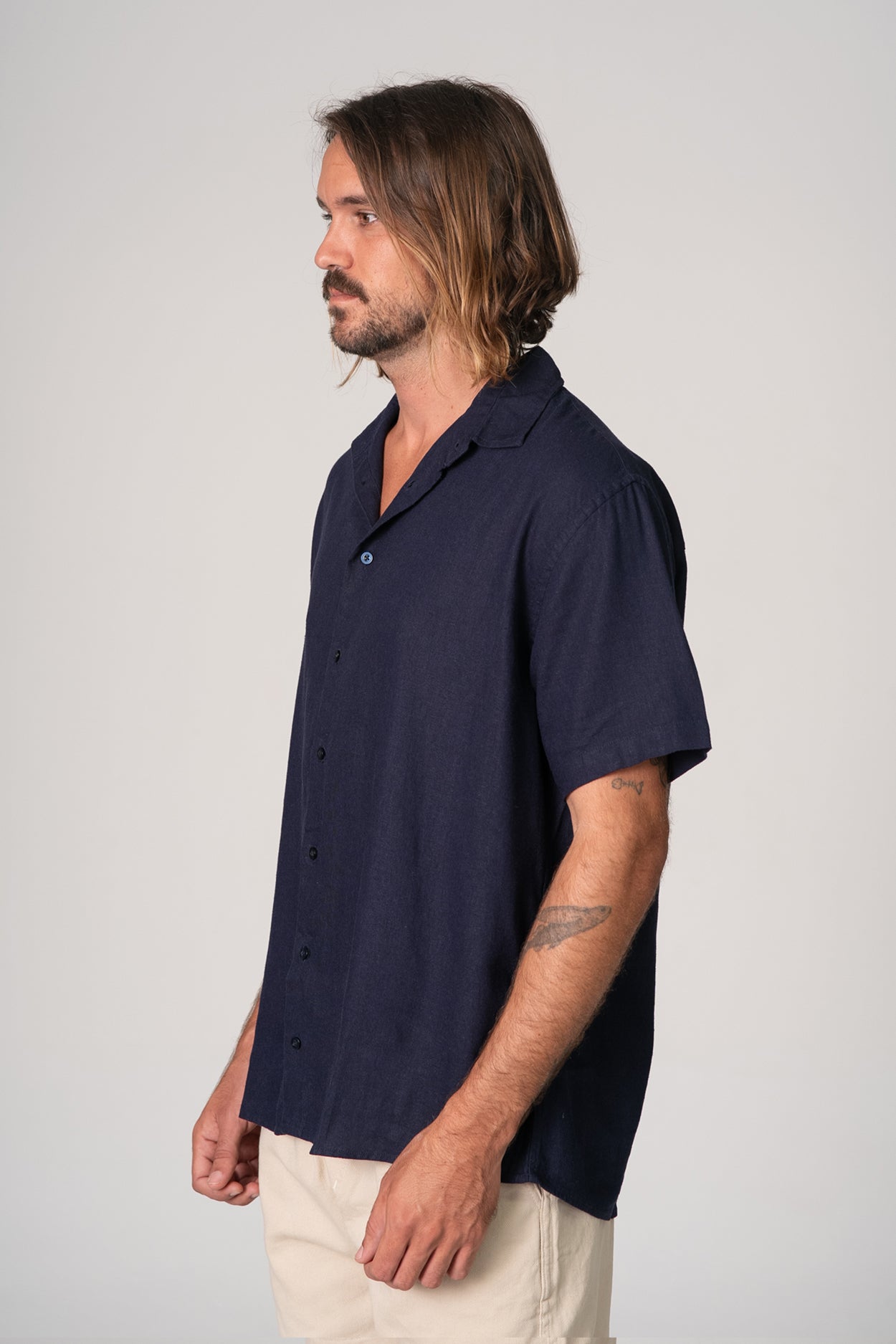 Camisa Satu Linho Azul Escuro