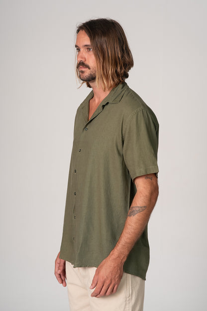 Camisa Satu Linho Verde Militar