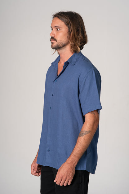 Camisa Satu Linho Azul Denim