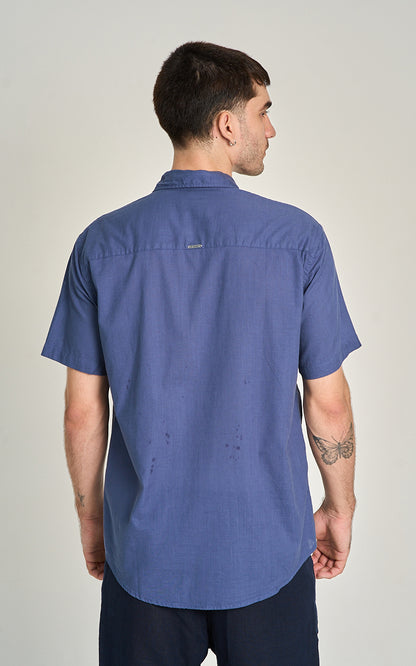 Camisa Flat MC Azul Medio