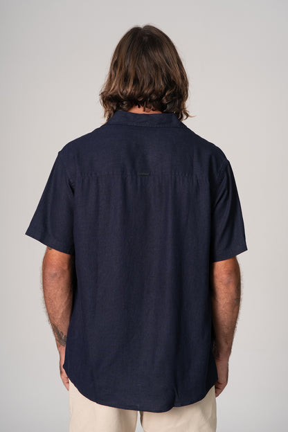 Camisa Satu Linho Azul Escuro