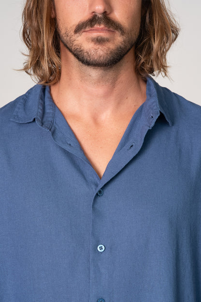 Camisa Satu Linho Azul Denim